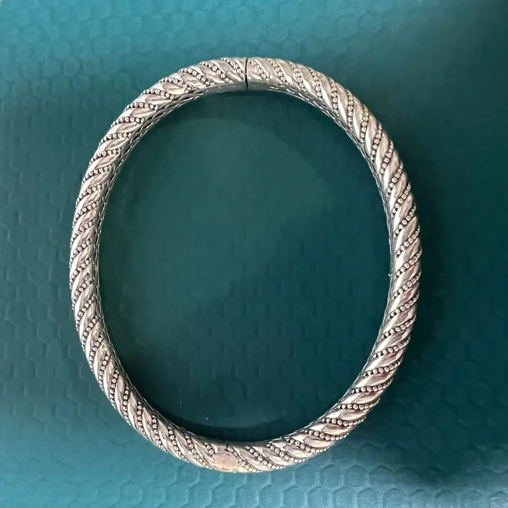 JAI by John Hardy‎ Andaman Sea Texture Hinged Bangle Bracelet 925 Silver NEW 26g